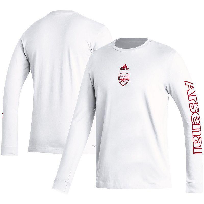 Mens adidas White Arsenal Team Crest Long Sleeve T-Shirt Product Image