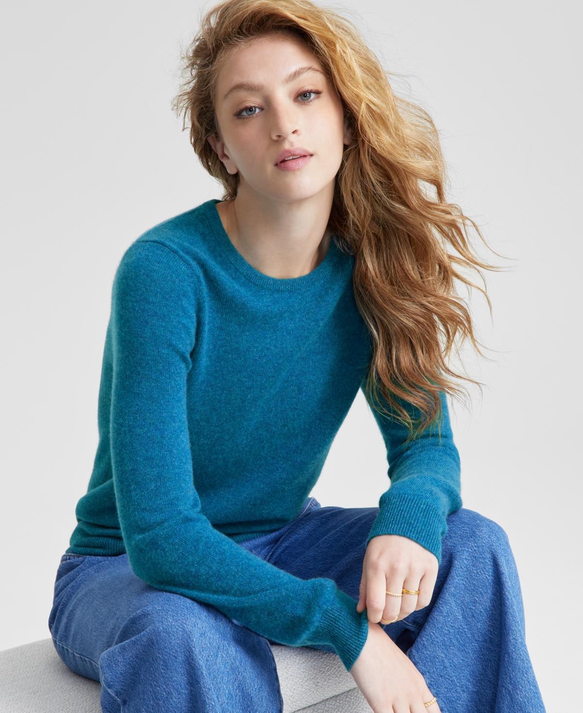 Charter Club 100% Cashmere Womens Long-Sleeve Crewneck Sweater, Regular & Petites, Created for Macys Product Image