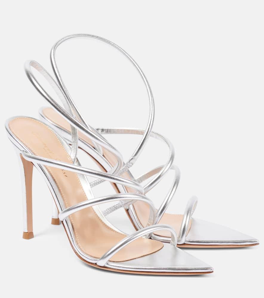 GIANVITO ROSSI Ettie 105 Stiletto Heel In Silk Silver In Silver Arge Product Image