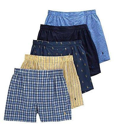 Polo Ralph Lauren 5 Pack Classic Fit Woven Boxer (Muller Plaid/Cruise Navy/Rustic Navy/Summer Stripe/Sag Harbor) Men's Underwear Product Image