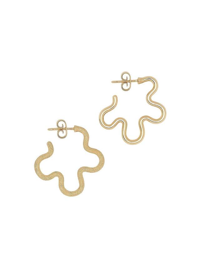 Womens Goldtone Asymmetrical Flower Hoop Earrings Product Image