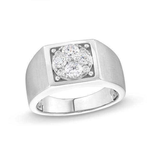 Men's 1 CT. T.w. Multi-Diamond Squared Ring in 14K White Gold Product Image