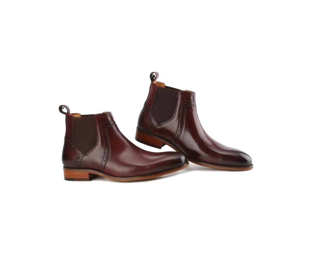 Gino Vitale Mens Handcrafted Genuine Leather Chelsea Brogue Dress Boot Product Image