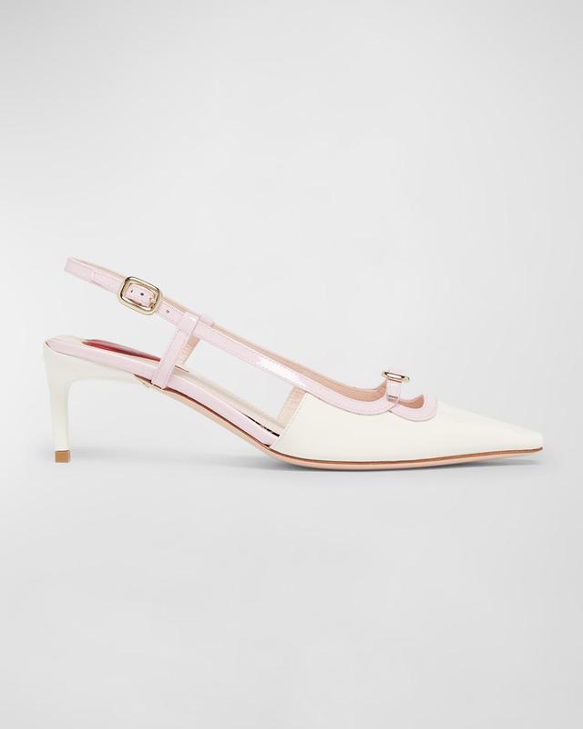 Bicolor Patent Buckle Slingback Pumps Product Image