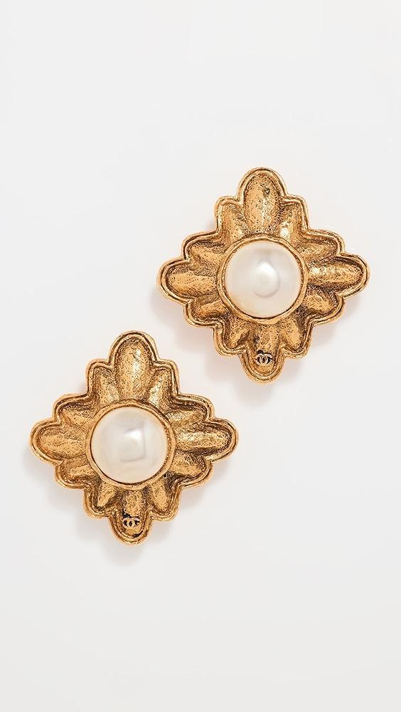 What Goes Around Comes Around Chanel Gold Gold Pearl Earrings | Shopbop Product Image