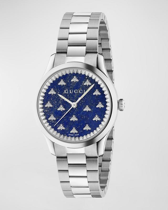 Mens G-Timeless Stainless Steel & Lapis Lazuli Bee Watch Product Image