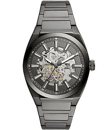 Fossil Mens Everett Automatic Smoke Stainless Steel Bracelet Watch Product Image