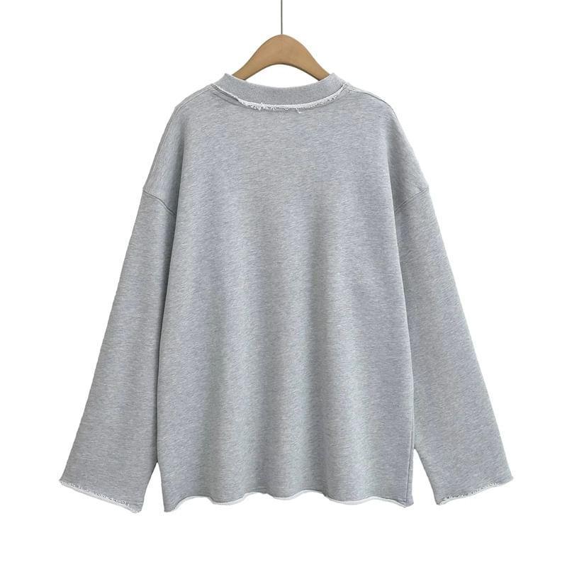 V-Neck Plain Sweatshirt Product Image