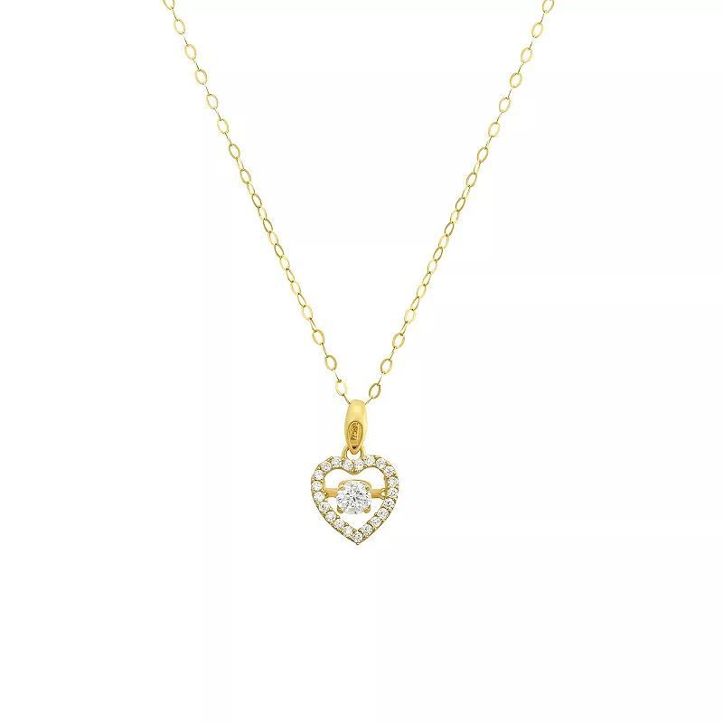 Womens Forever Radiant 10k Gold Cubic Zirconia Dancing Heart Pendant Necklace Product Image