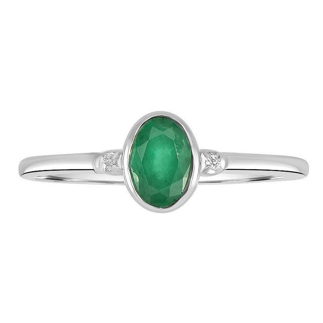 Gemistry 14k White Gold White Topaz & Gemstone Accent Midi Ring, Womens Green Product Image