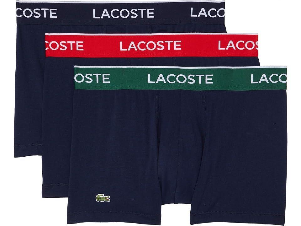 Lacoste Trunks 3-Pack Casual Classic Colorful Waistband (Navy Blue/Green/Red/Navy Blue) Men's Underwear Product Image