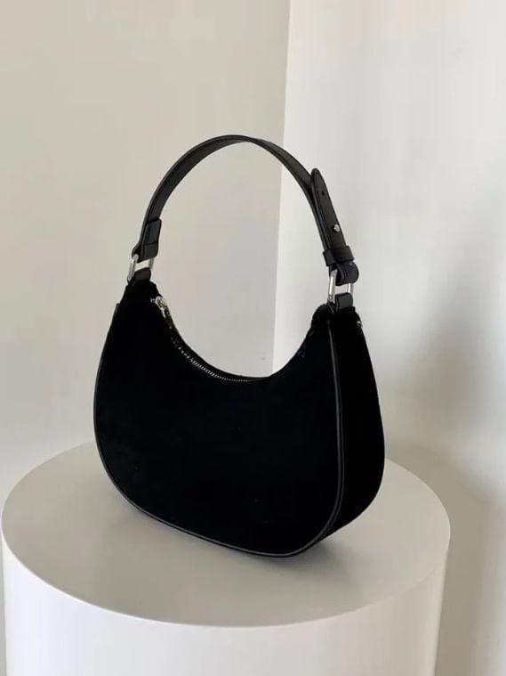 Plain Suede Hobo Bag Product Image