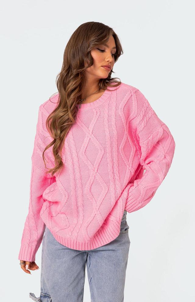 Edikted Women's Kennedy Oversized Cable Knit Sweater Product Image