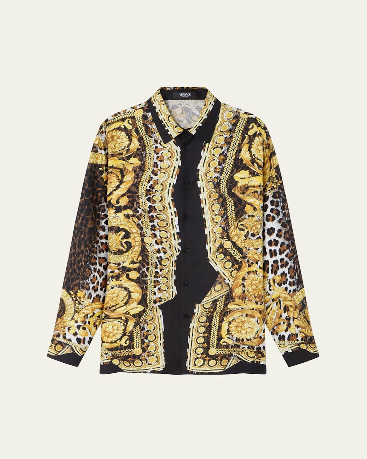 Mens Leopard Barocco Silk Twill Shirt Product Image