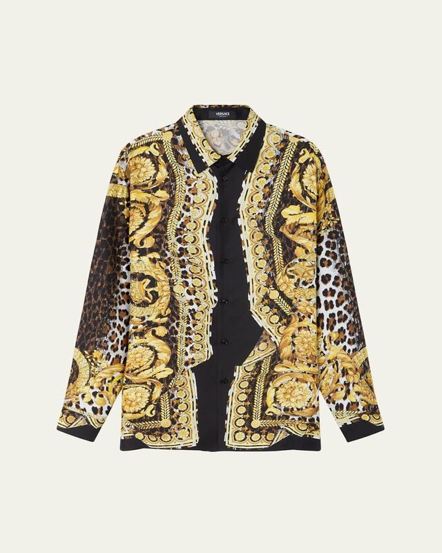 Mens Leopard Barocco Silk Twill Shirt Product Image