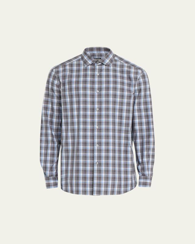 Mens Cotton Plaid Button-Down Shirt Product Image