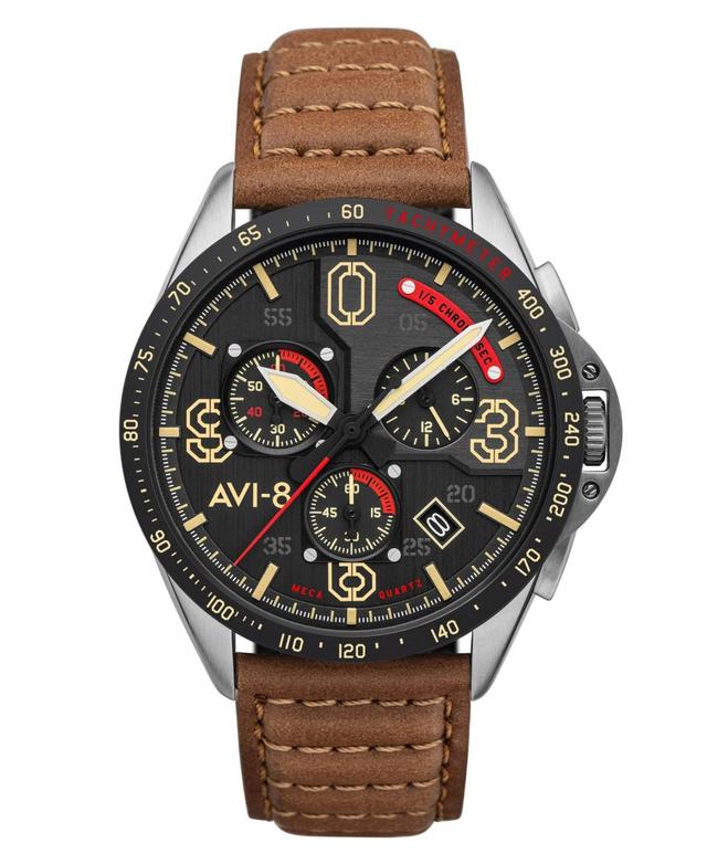 Avi-8 Mens P-51 Mustang Blakeslee Chronograph Bronze Oak Brown Genuine Leather Strap Watch, 43mm - Brown Product Image