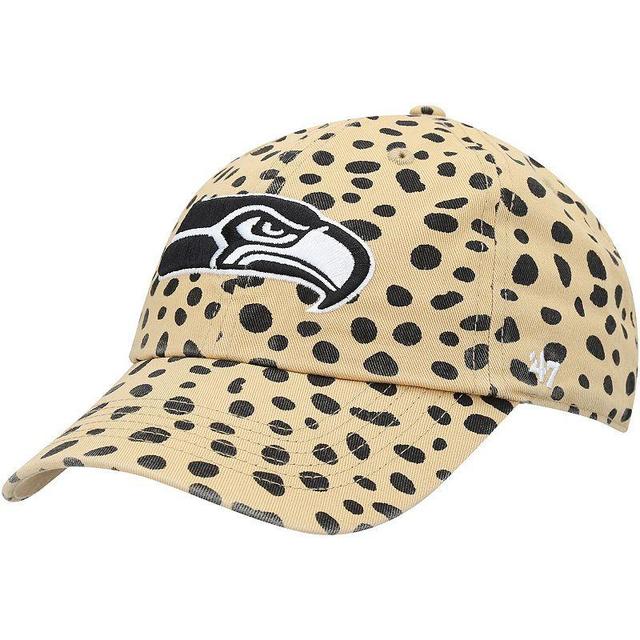 Womens 47 Tan Seattle Seahawks Cheetah Clean Up Adjustable Hat Product Image