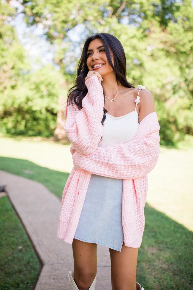 All In Theory Pink Oversized Cardigan Product Image