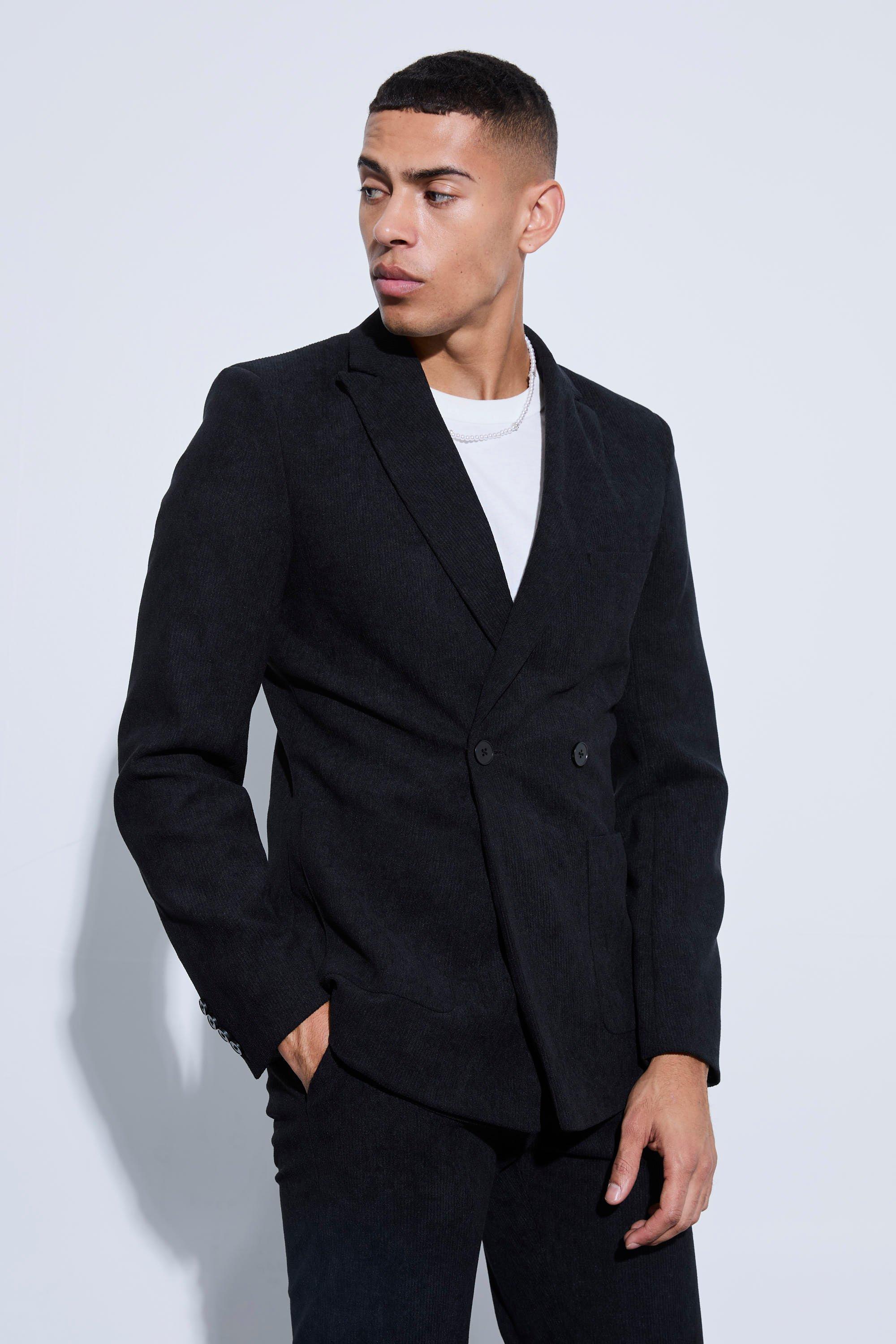 Skinny Fit Double Breasted Corduroy Blazer | boohooMAN USA Product Image