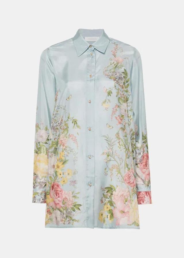 ZIMMERMANN Womens Blue Floral Floral-print Silk Shirt Product Image