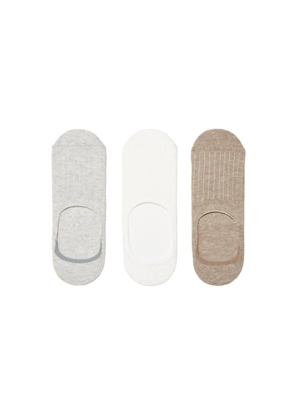 MANGO MAN - 3-pack of ribbed cotton socks beigeMen Product Image