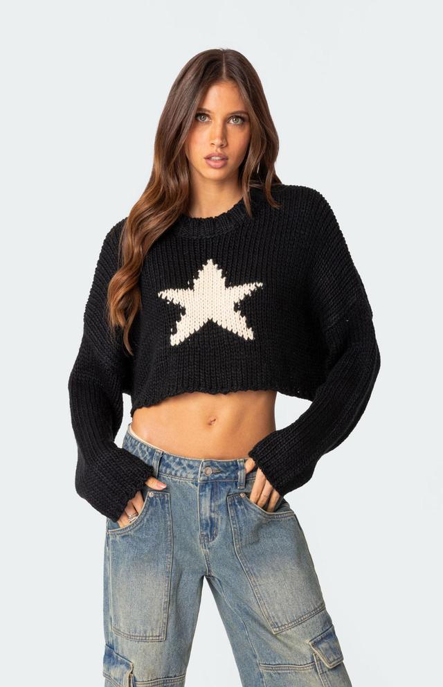 Edikted Womens Mega Star Cropped Sweater Product Image