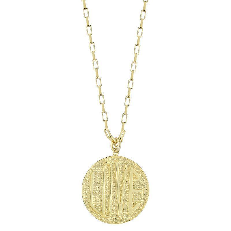 Sunkissed Sterling Sterling Silver Love Medallion Necklace, Womens Gold Tone Product Image