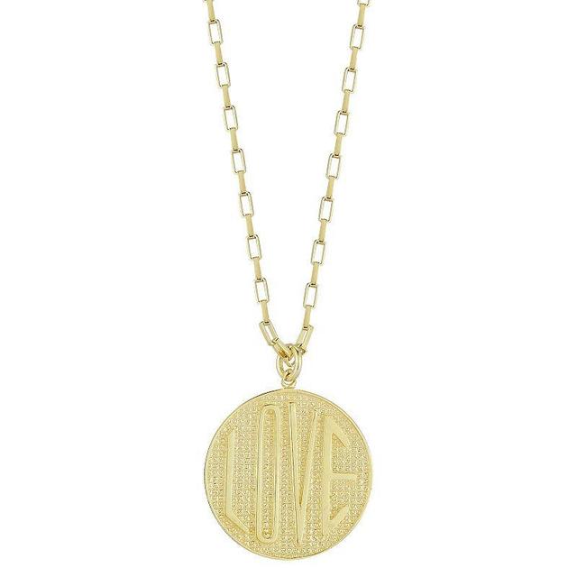 Sunkissed Sterling Sterling Silver Love Medallion Necklace, Womens Gold Tone Product Image