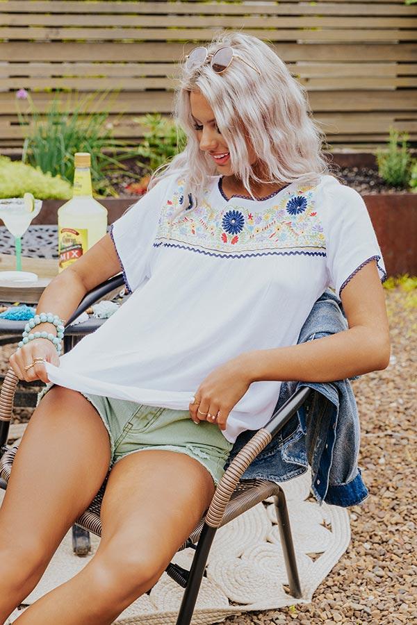 Dreamy Destination Embroidered Shift Top In Navy Product Image