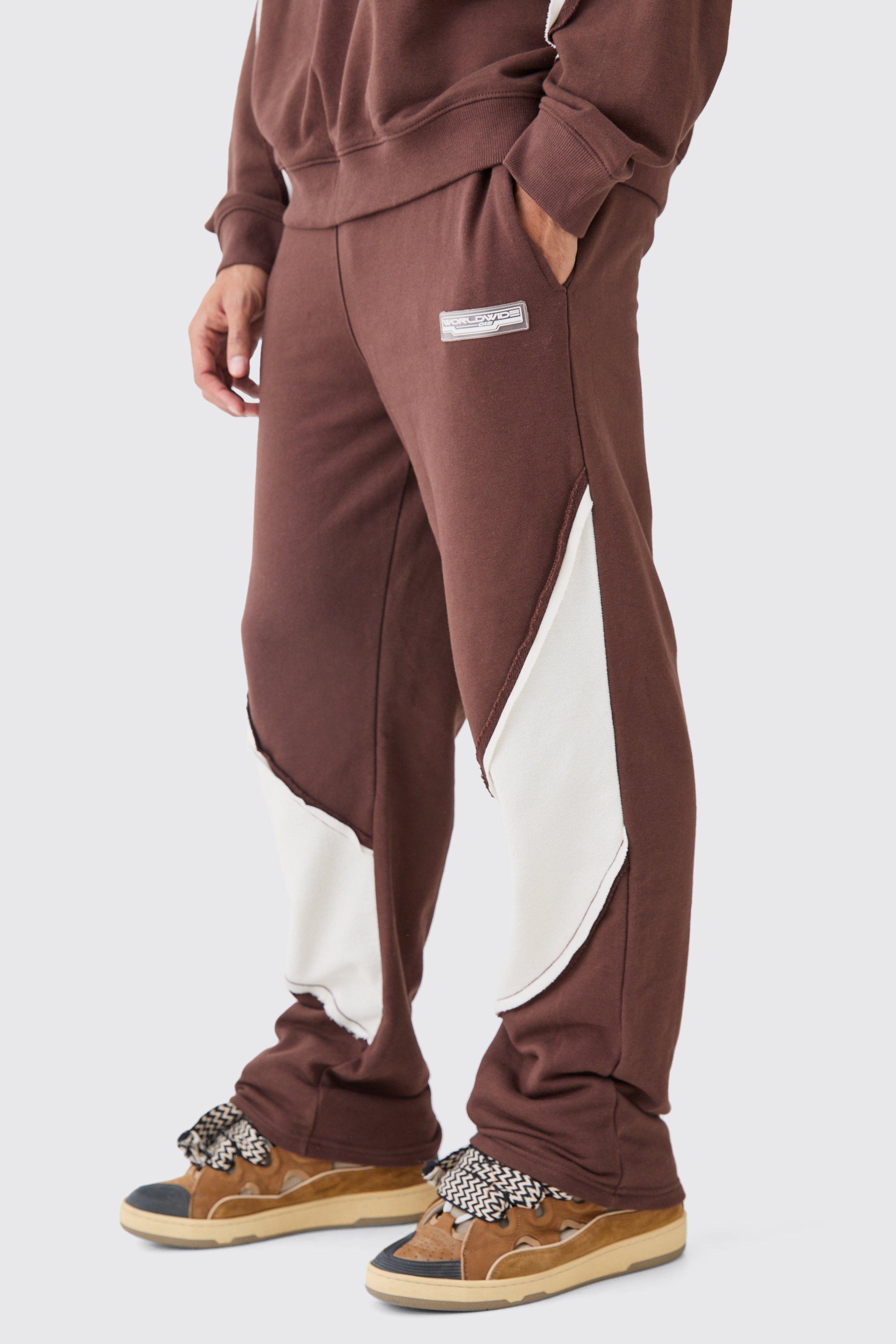 Relaxed Loop Back Raw Hem Panel Jogger | boohooMAN USA Product Image