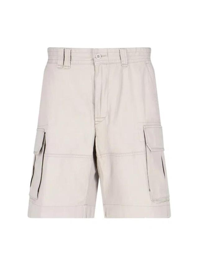 Logo-patch Cotton Cargo Shorts In Beige Product Image