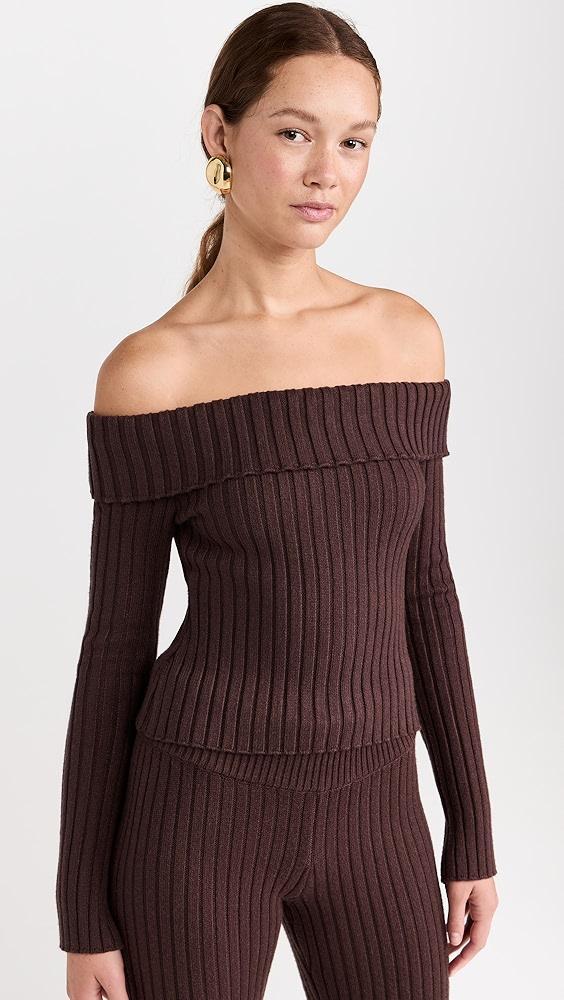 GUIZIO Thalia Rib Off Shoulder Sweater | Shopbop Product Image