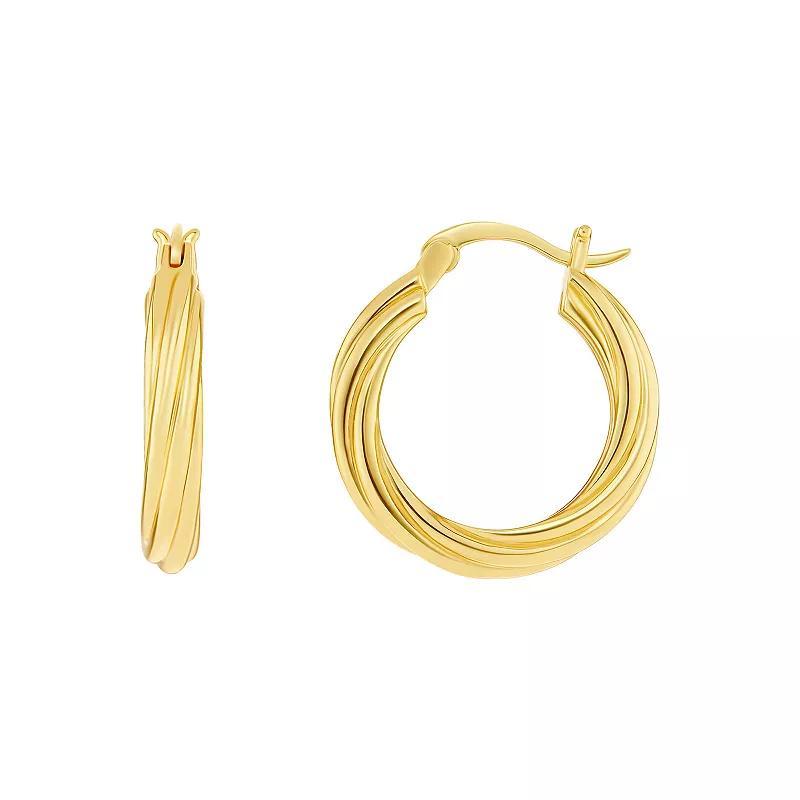 PRIMROSE 18k Gold Vermeil Polished Twisted Hoop Earrings, Womens Product Image