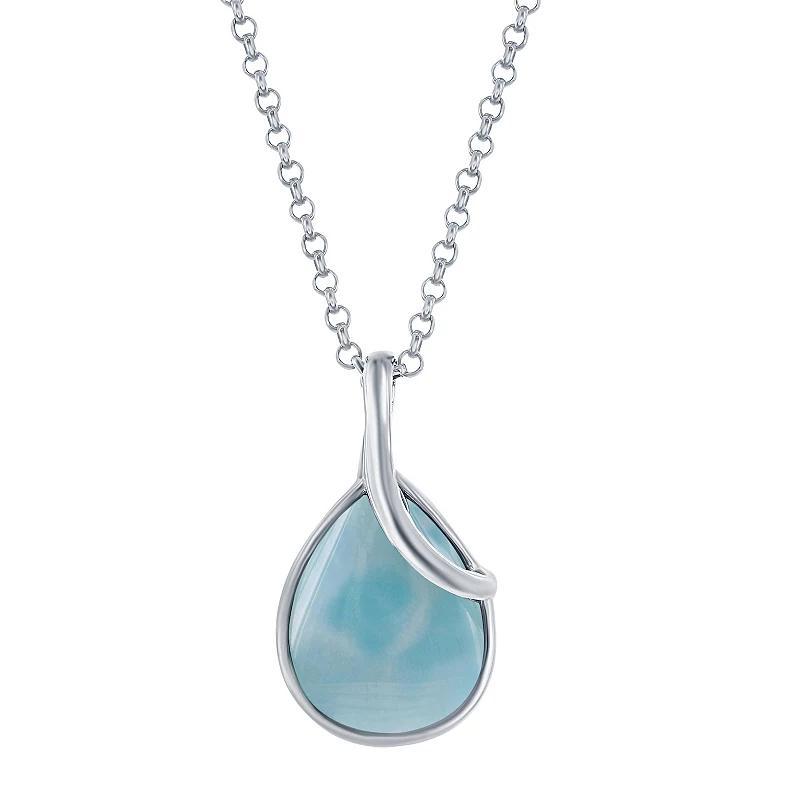 Nautica Rocks Sterling Silver Pear Shaped Larimar Twist Pendant Necklace, Womens Blue Product Image