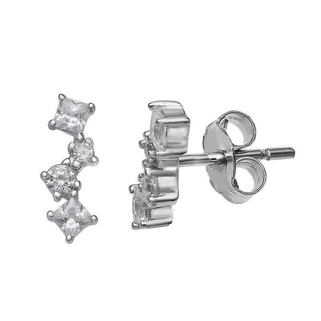 PRIMROSE Sterling Silver Cubic Zirconia Cluster Stud Earrings, Womens, White Product Image