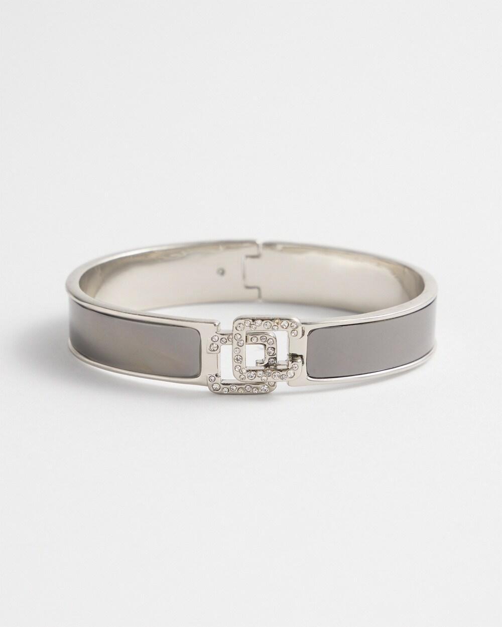 Chico's Click Silver Tone Pavé Bangle Bracelet Product Image