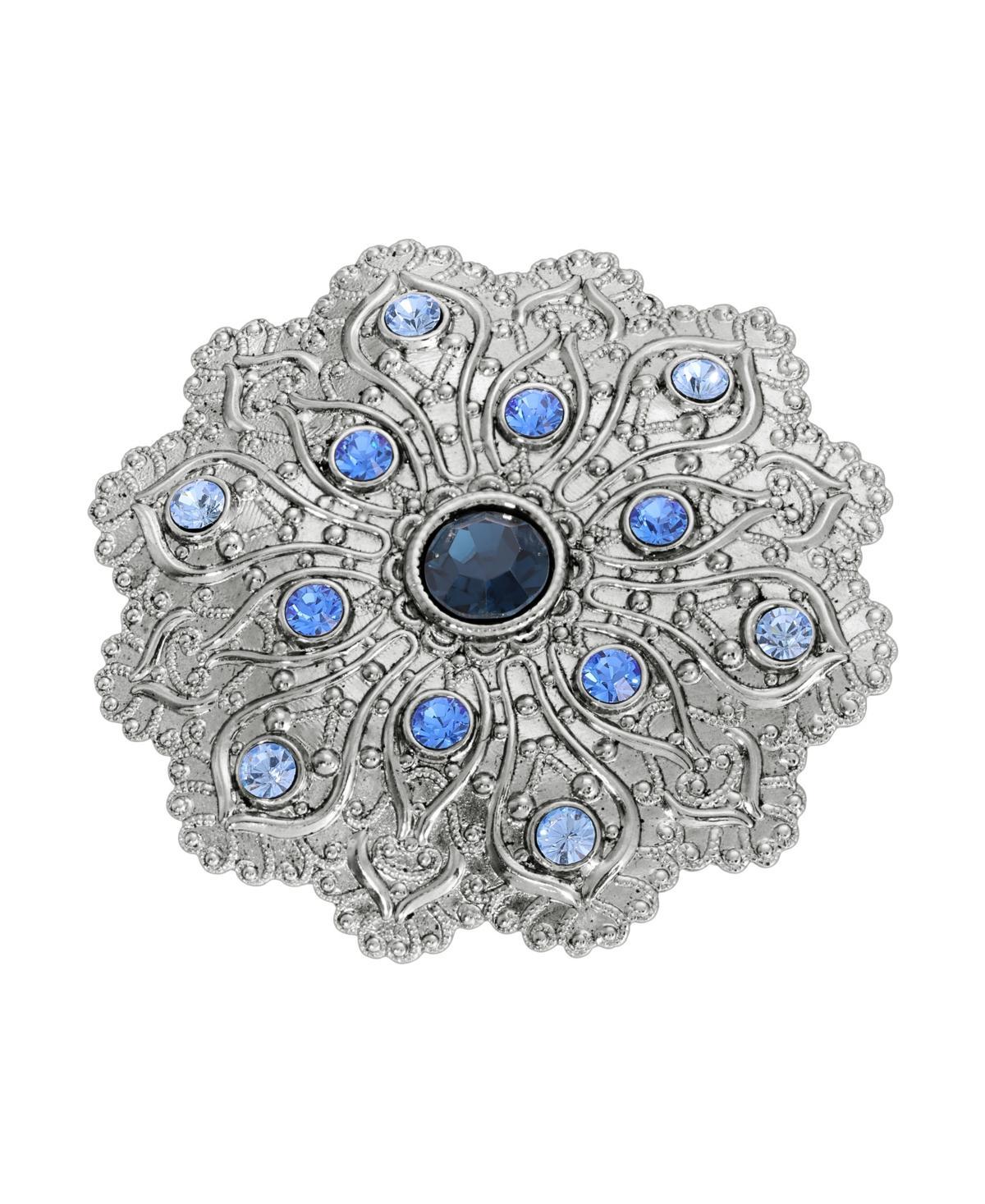 2028 Crystal Silver-Tone Flower Brooch Product Image