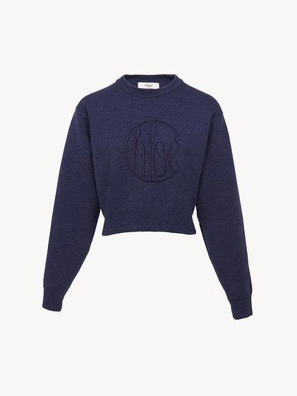 Knitted logo sweater in wool Product Image