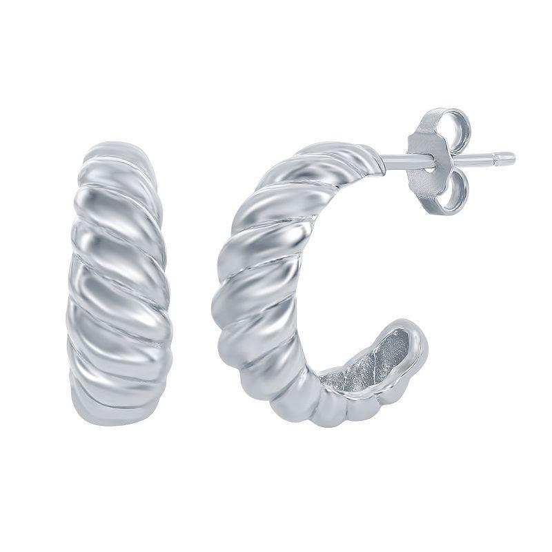 Argento Bella Sterling Silver Croissant Hoop Earrings, Womens, White Product Image