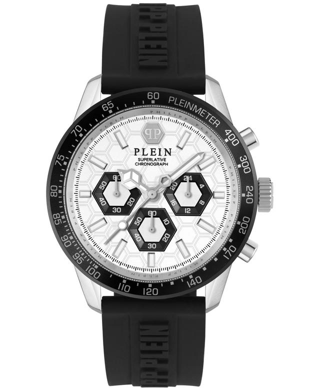 Philipp Plein Mens Chronograph Pleinmeter Black Silicone Strap Watch 44mm - Stainless Product Image