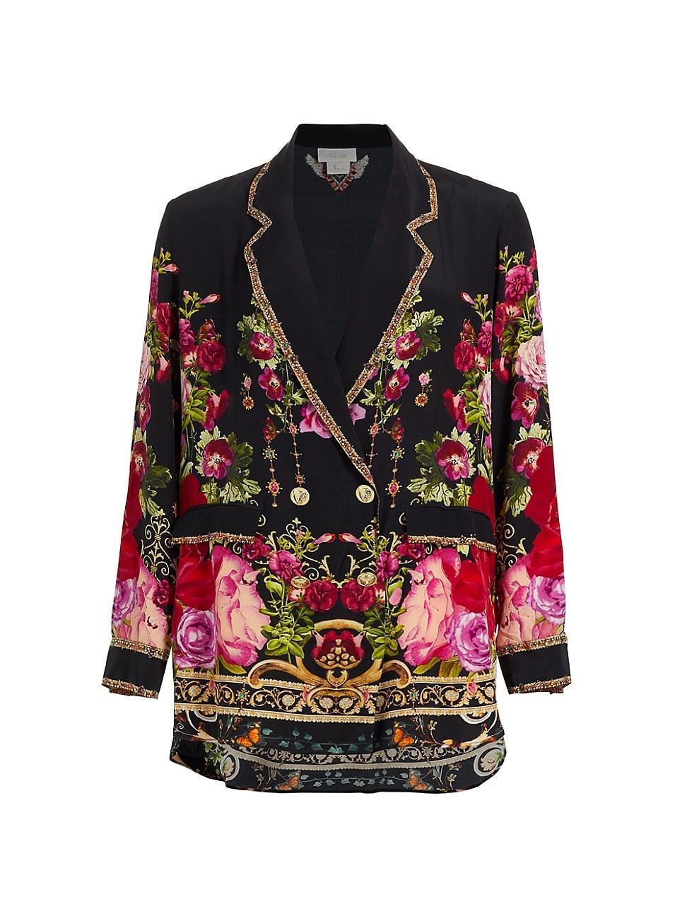 Womens Reservation For Love Double-Breasted Silk Jacket Product Image