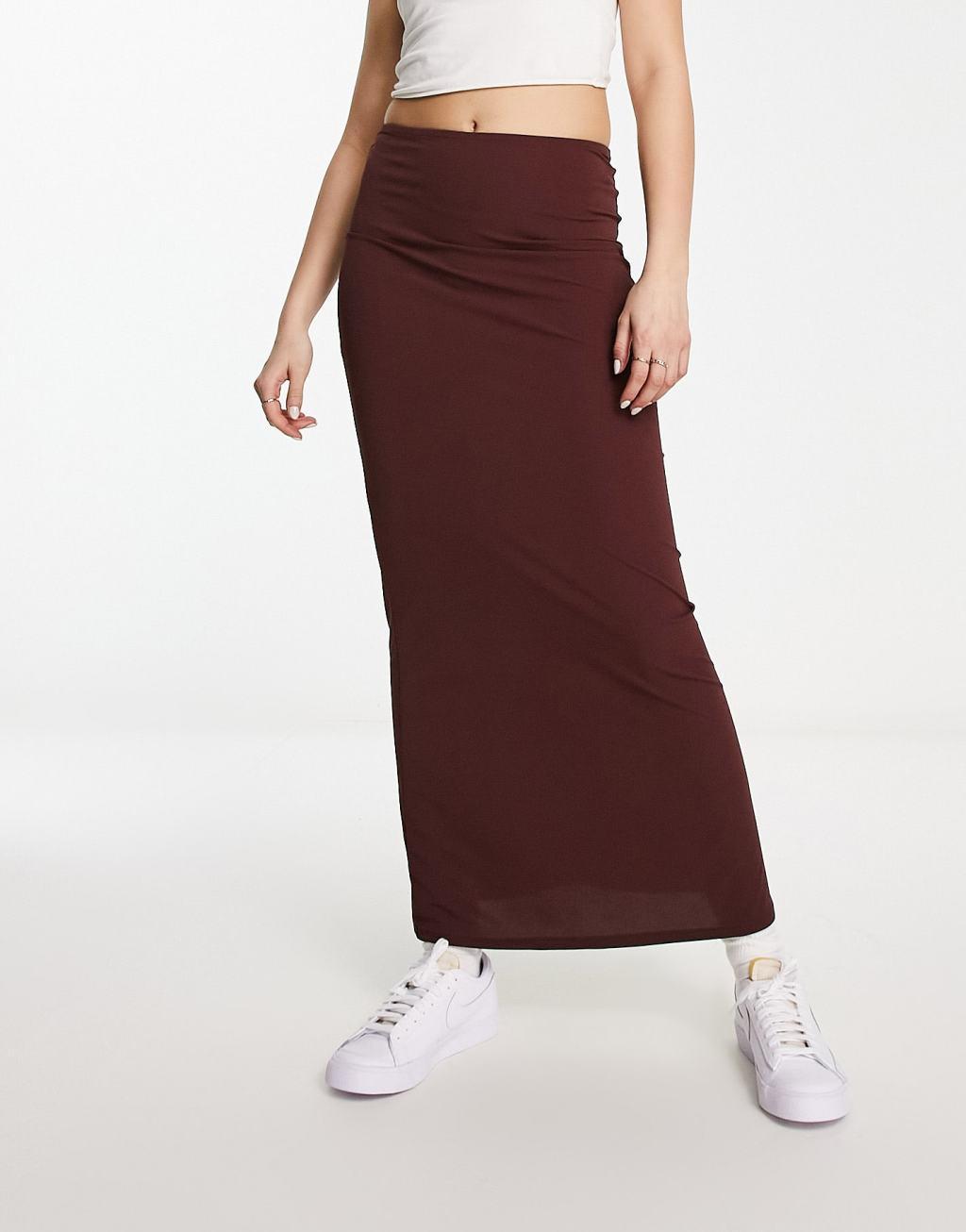 Pull & Bear slinky column maxi skirt Product Image