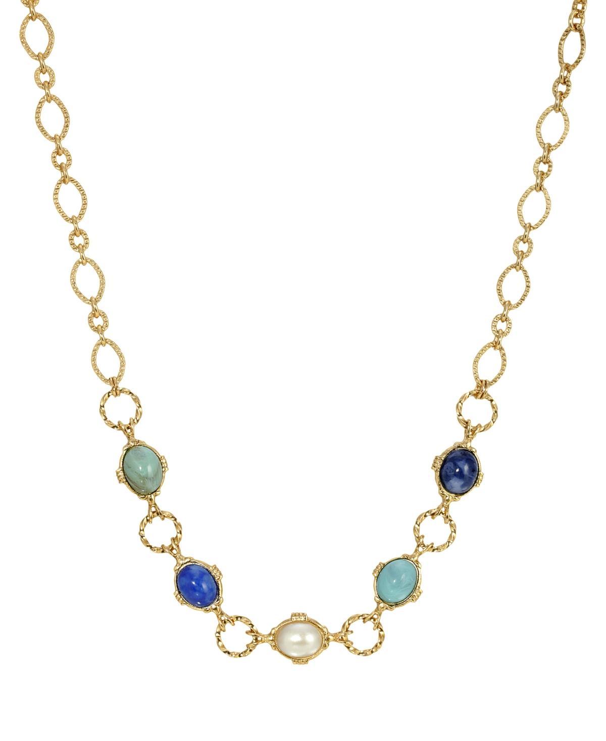 1928 Gold Tone Multi Color Link Necklace, Womens Product Image