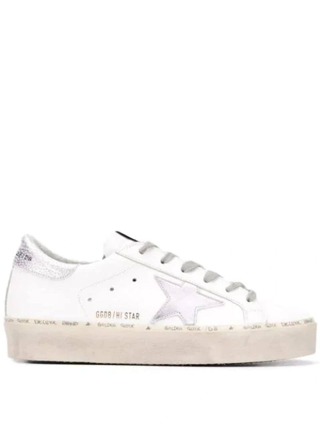 GOLDEN GOOSE Hi Star Leather Sneakers In White Product Image