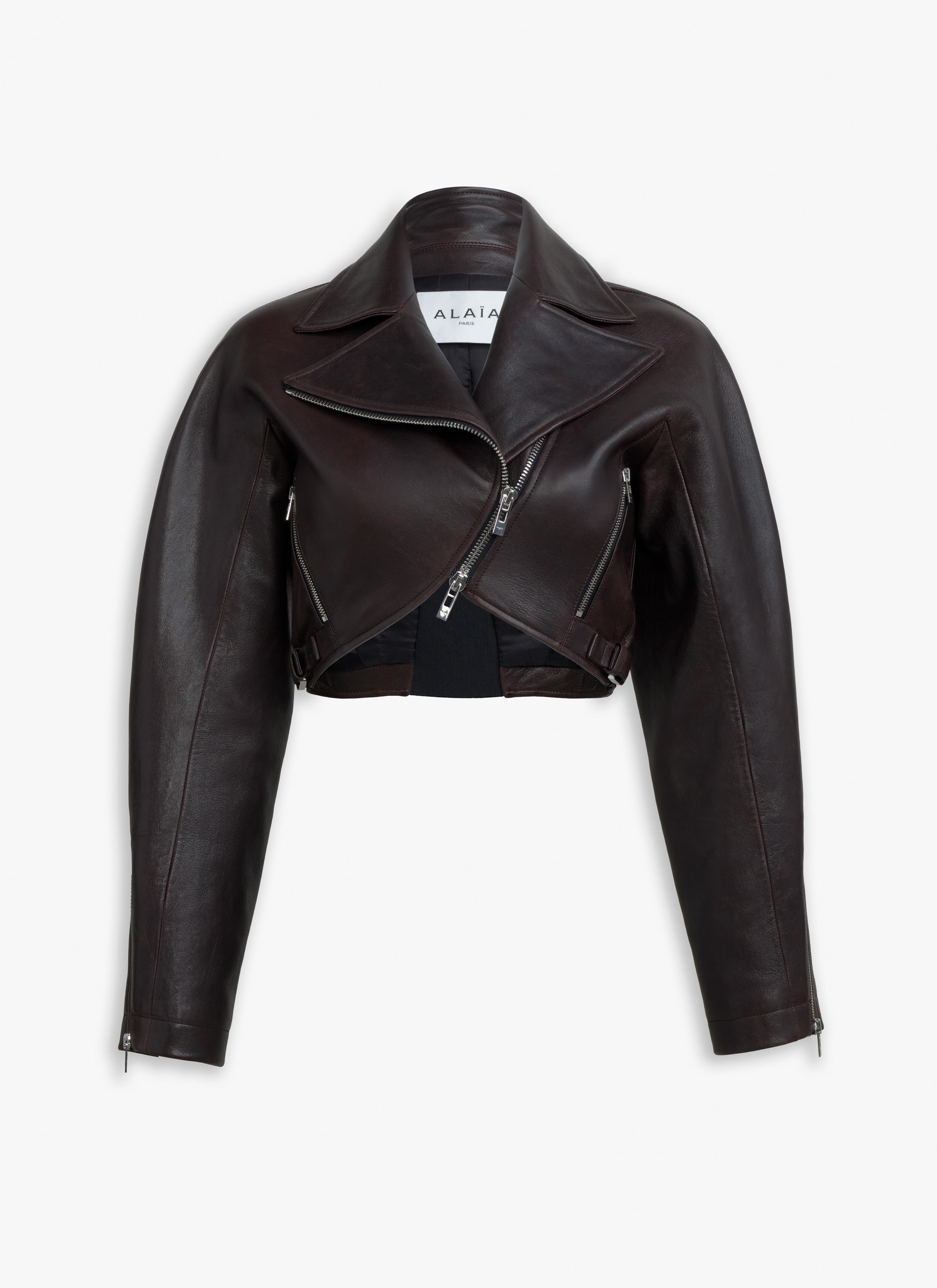 Black CROPPED BIKER JACKET Product Image