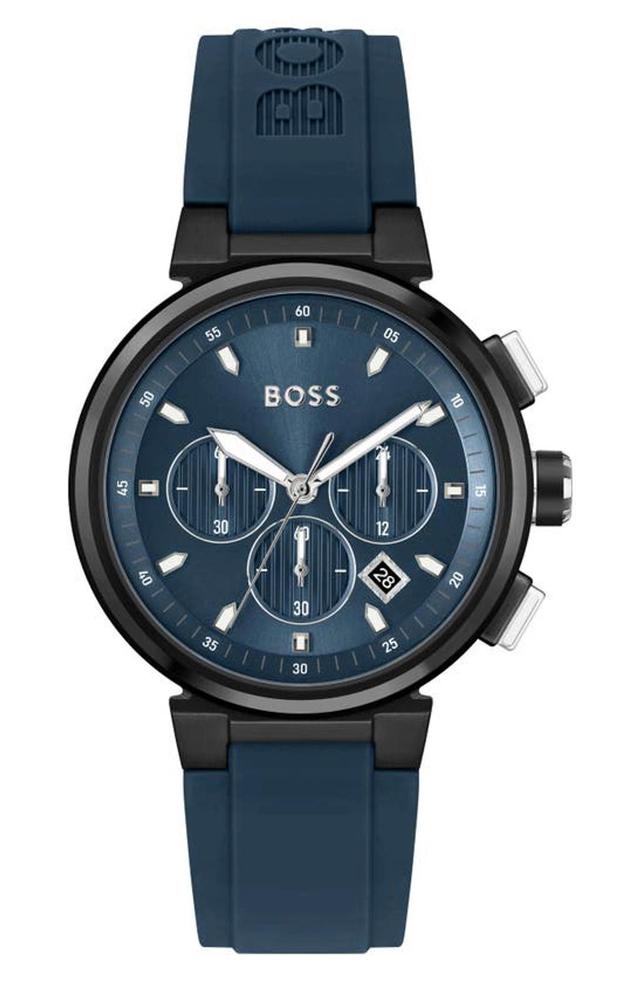 One Silicone Chronograph Watch In Black Blue Product Image