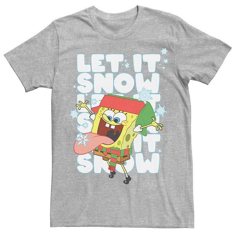 Mens Spongebob Squarepants Let It Snow Tee Grey Heather Product Image