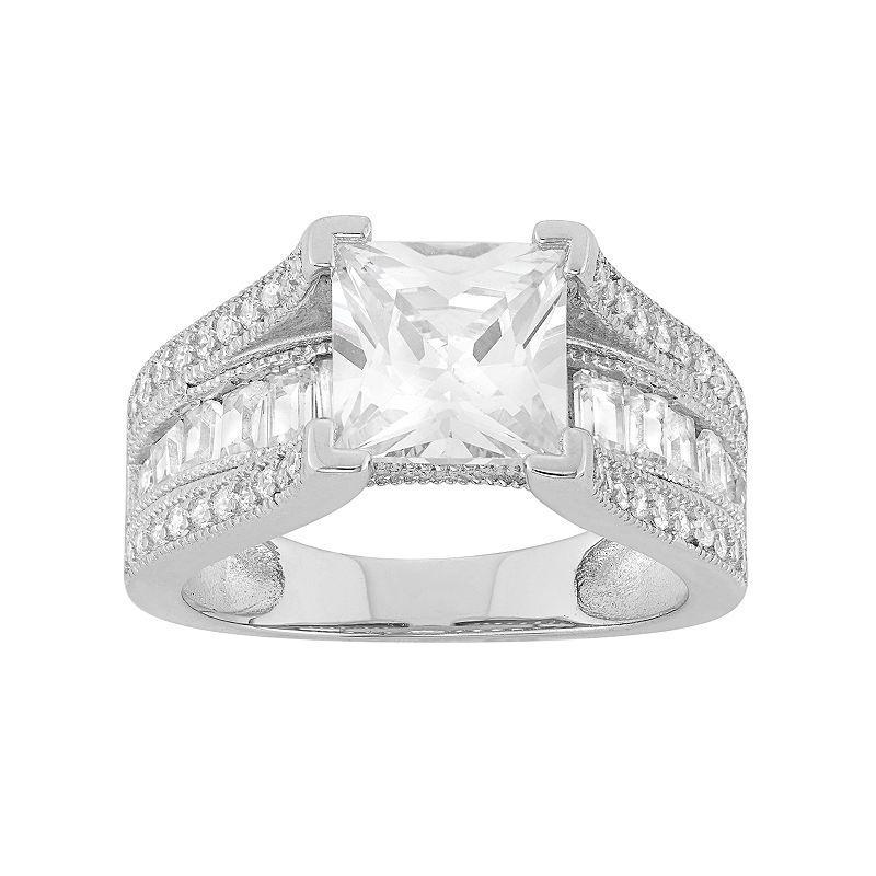 Cubic Zirconia Sterling Silver Ring, Womens White Product Image