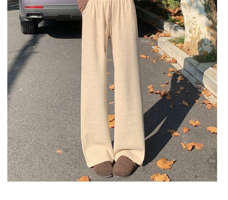 Drawstring Waist Plain Wide Leg Sweatpants Product Image